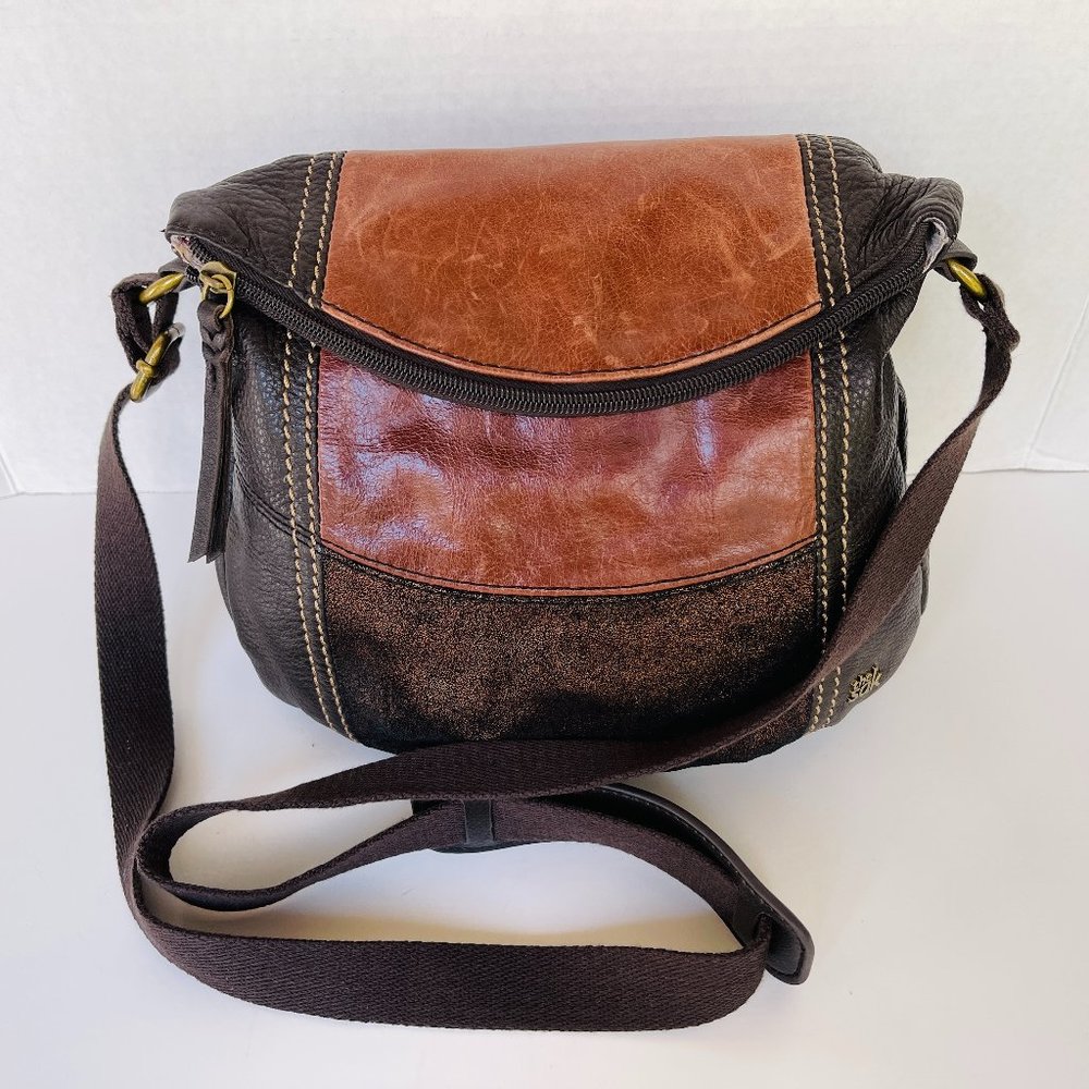 The SAK Flap Crossbody Purse Leather Teak Multi